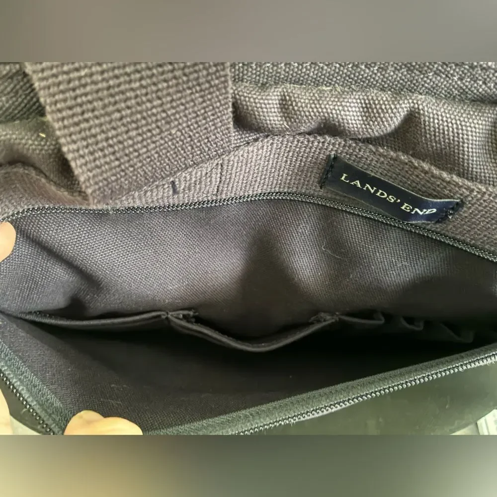 Lands' End Navy Men's Laptop Briefcase Bag Multipocket missing shoulder strap